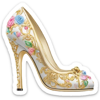 Dolce and Gabbana high heels with colourful pastel ornament and golden detais  sticker