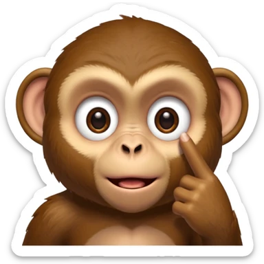 A monkey pulling his eyelid down with one finger sticker