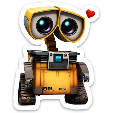 wall-e sosteniendo un corazón sticker