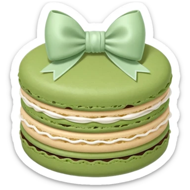 sage green macaron with white bow sticker
