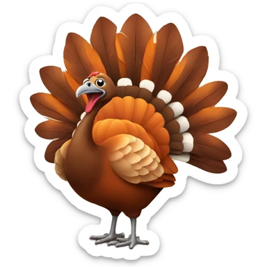Orange and brown turkey sticker
