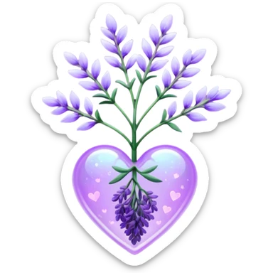 create a holographic lavender plant that wraps around a lavender colored heart sticker