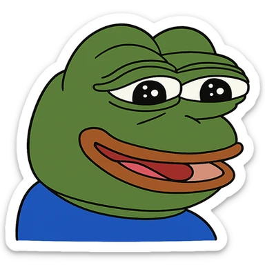 Remove the background, keep only Pepe the Frog smiling with no background, transparent background. sticker