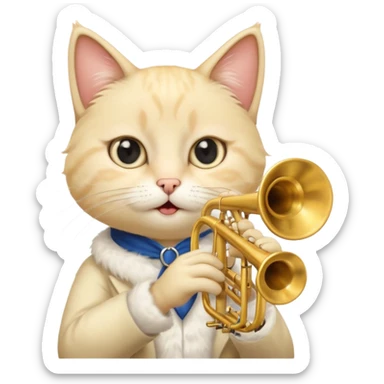blonde cat play trumpeter, portrait sticker