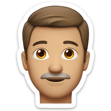 a men with brown short middle part hair, brown eyes  sticker