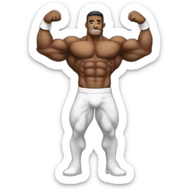 bodybuilder with large biceps white sticker