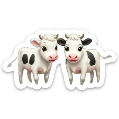 Three cute cows on green field sticker