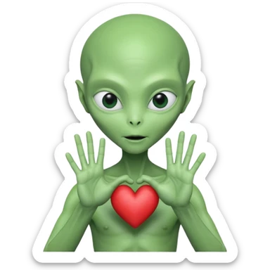Alien from the movie Alien making heart sign with hands sticker