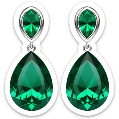 A medium drop style bold earrings in rich emerald green, sleek modern design sticker