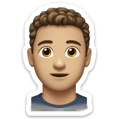 A young man with beautiful brown hair and dark eyes and dark hair, and footbal t-shirt  sticker