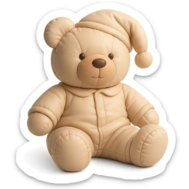 teddy bear wearing soft and cozy pajamas, cushion style sticker