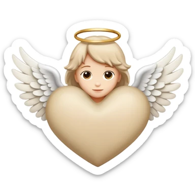 beige heart with white angel wings sticker