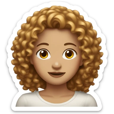 White gorl with brown curly hair sticker