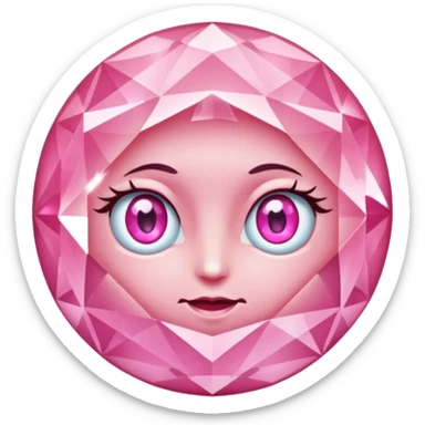 pink diamond with eyes, no mouth, shiny and beautiful sticker