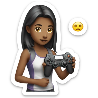 Girl playing video game  sticker