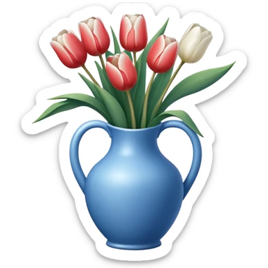 White tulips Flowers in a blue vase sticker