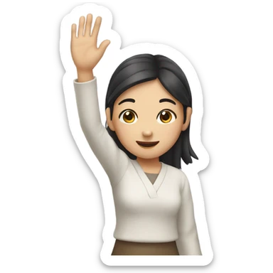 asian girl waving her hand sticker