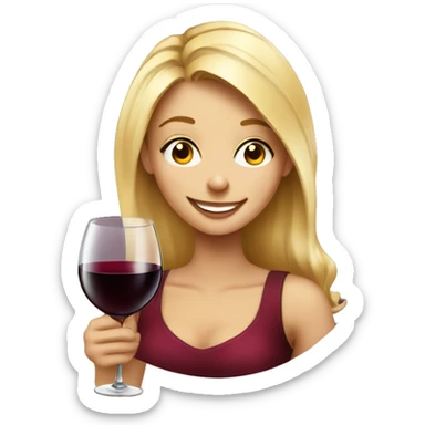 Beautiful Blonde girl drinking red wine smiling  sticker