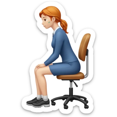 ginger woman with bad posture on chair from the side sticker