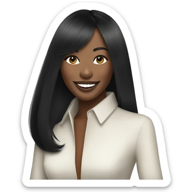 Naomi Campbell long black hair smiling sticker