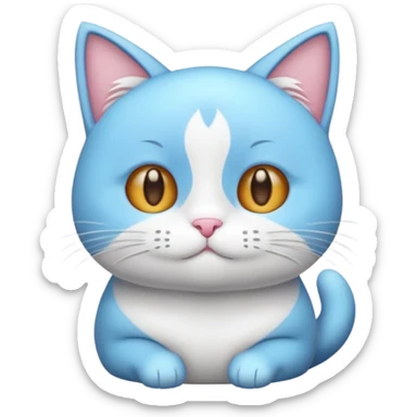 Gato celeste con blanco y sin amarillo animado sticker