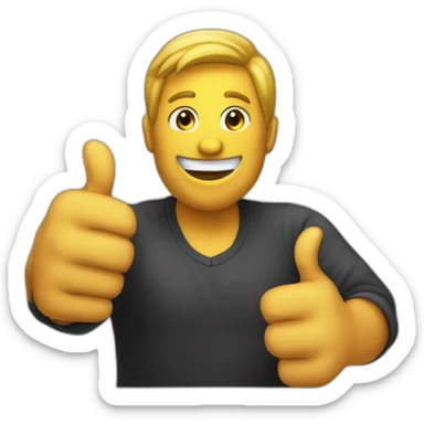 Man with giant thumbs up and black background sticker