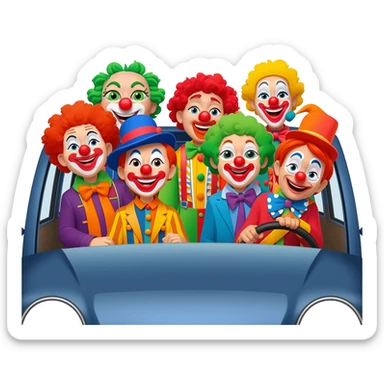 Clowns in a car sticker