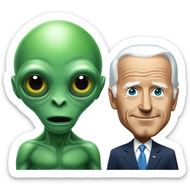 Joe Biden with an alien sticker