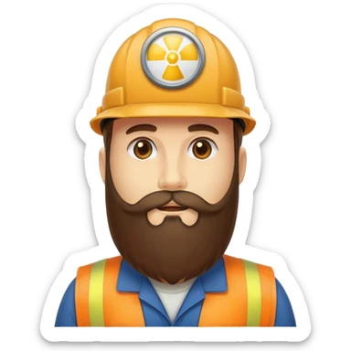 30 inch Long beard brown cap nuclear worker  sticker