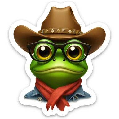 Cowboy frog with glasses sticker