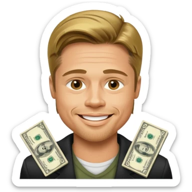 Bradd pitt with cash  sticker