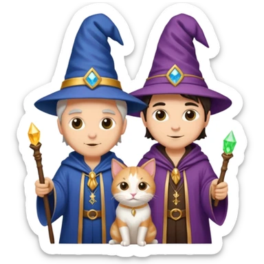magician couple and their pet cat sticker