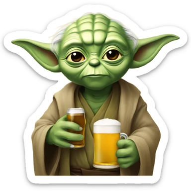 Yoda with a beer sticker