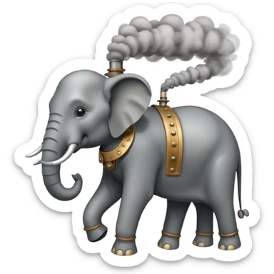 Steam Elephant full body  were a smoke is coming out of it  sticker