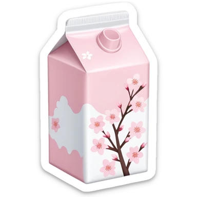 Cute Pastel pink and white Cherry Blossom Sakura Milk Carton sticker