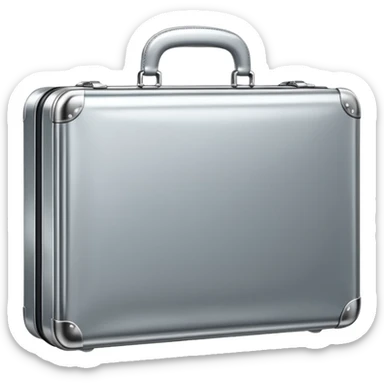 A luxury briefcase emoji made of polished silver chrome, smooth rectangular shape, metallic reflections, minimal high-end design, swag business aesthetic, iOS emoji style, centered, clean white background
 sticker