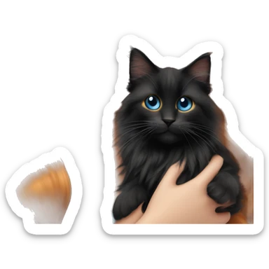 Barbie girl with long ginger hair and blue eyes Holds in her arms Black Maine coon sticker
