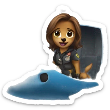 Skye from puppy patrol in a helicopter. sticker