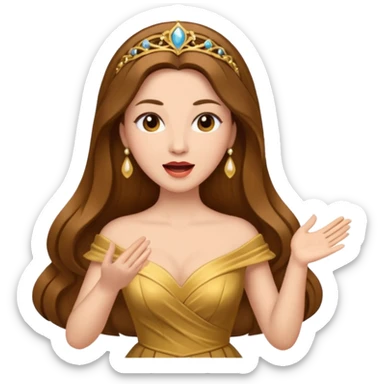 woman opera singer singing with long brown hair and golden dress sticker