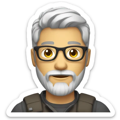 cool designer for the sun with gray short hair and beard, white skin sticker