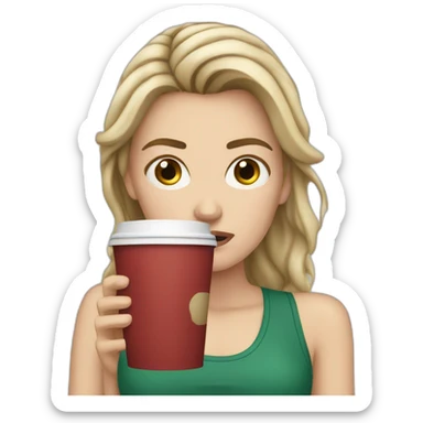 white girl holding starbucks stressed anxious sticker
