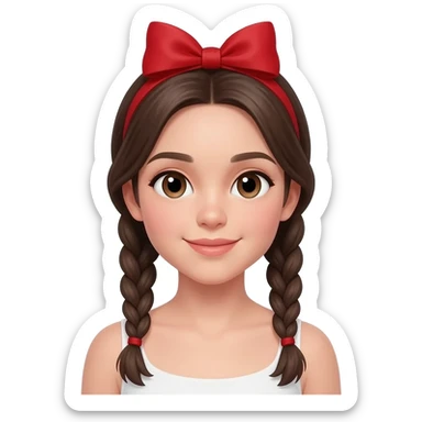 red bow in braids sticker