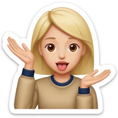 Tongue out with hands to the side  sticker