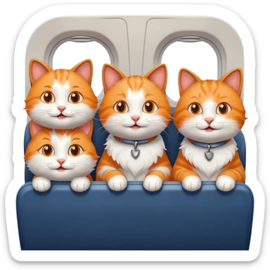 4 happy cats on an airplane sticker