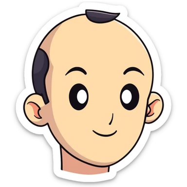 Man with an exaggerated huge forehead, funny character, male face sticker