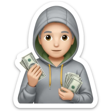 Hoodied holding money silver skin sticker