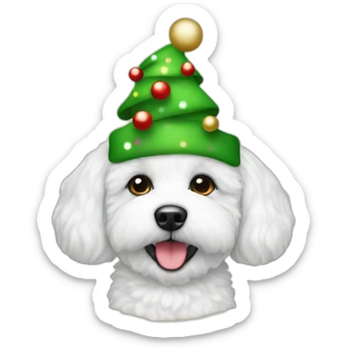 bichon dog-christmas hat sticker