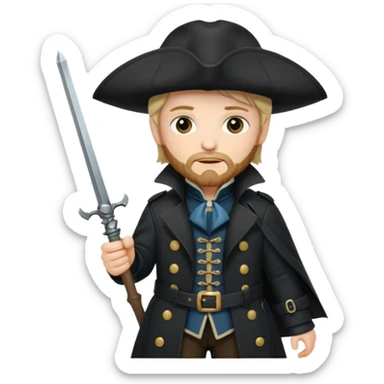 Athos, musketeer in black trench coat sticker