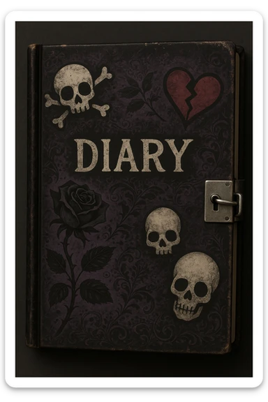 emo style diary with lock sticker