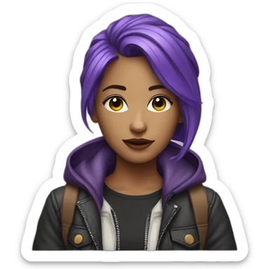 Artist girl purple hair in the jacket sticker